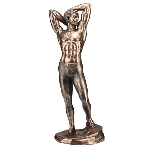 Veronese Design Sculpture en résine coulée à froid Finition bronze Homme tatoué en collant Pose de pin-up 11 3/4