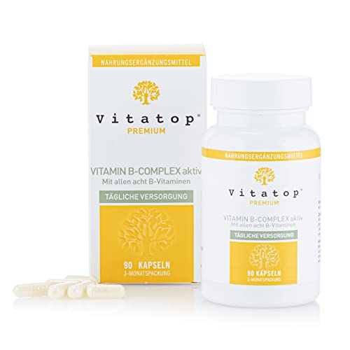 Vitatop VITAMIN B-COMPLEX aktiv, 90 Kapseln, Premium-Nahrungsergänzungsmittel, hochdosiert mit Vitamin B12, 3-Monats-Vorrat, Laborgeprüft, vegan Cover