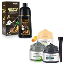 Dark Brown Hair Dye Shampoo 3 in 1 and VC Clay Face Mask Bundle