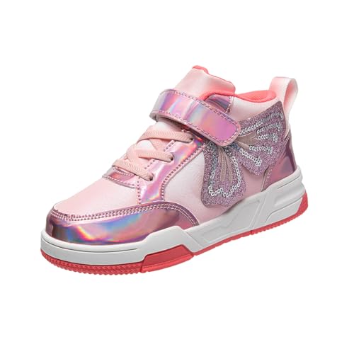 Girls Outdoor Indoor Board Shoes with Leather Upper, Breathable and Comfortable with Soft Padded Neck, Fashionable Cute Shoes Suitable for All Seasons