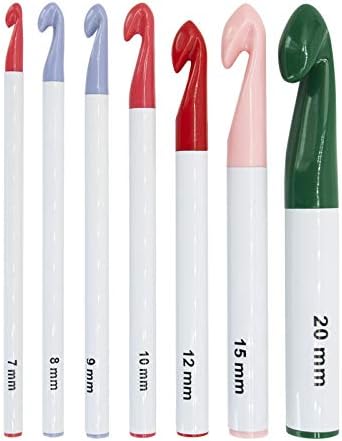 Coopay Crochet Hooks Large 20mm 15mm 12mm 10mm 9mm 8mm 7mm, Ergonomic Crochet Hook for Super Chunky Yarn, Big Crochet Kit for Beginner Adults and Children, Starter Crochet Set, Plastic