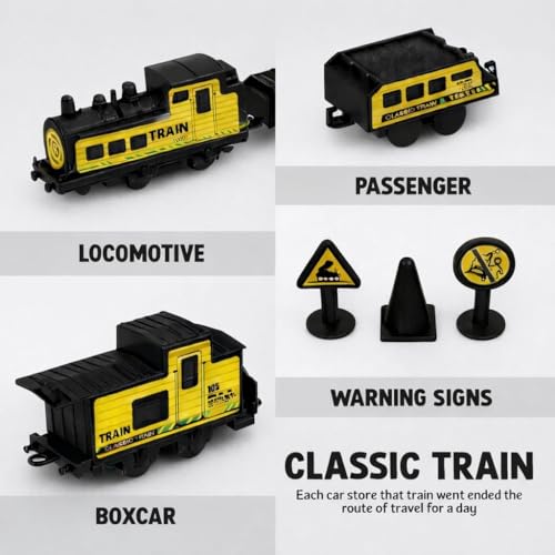 Image of Electric Express Railway Train Set for Boys | Battery Operated Engine with Coach & Track Pieces | 14 Piece Train Toy Set for Boy