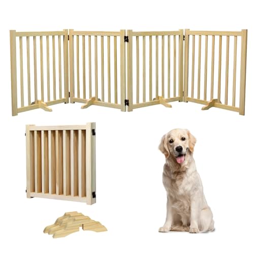 HEEOREV 木製ペットゲート ペットゲート ベビーゲート 犬用ゲート 長さ243cm 折り畳み式ゲート 柵 犬 ゲート 安全柵 猫 ドアフェンス 室内 猫 大型犬 脱走防止 軽量 ペット保護 取り付け簡単