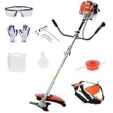 Weed Eater Gas Powered, 52cc 2-Stroke Gas String Trimmer, Weed Wacker Gas, 2 in 1 Gas Weed Trimmer with Full Functioning Guard Accessories (Red)