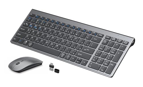 Necomi Rechargeable Keyboard and Mouse Wireless USB A & Type C Receiver 2.4G Mouse and keyboard Type C charging(English+Arabic)