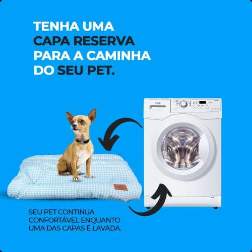 Caminha De Cachorro e Gato Cama Pet Vichy Azul - Tamanho P 60x40cm