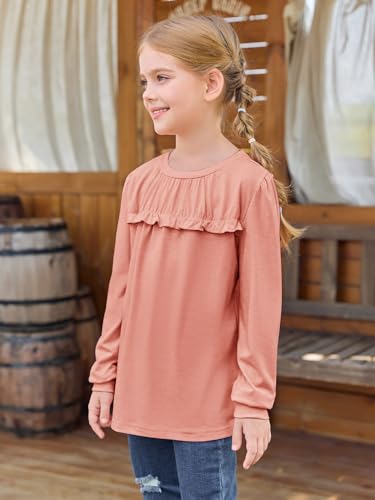 Image of Haloumoning Girls Crew Neck T Shirts Peplum Babydoll Tops Tees 4-15 Years | Girls T-Shirts, Casual Loose Tunic Tops, Cute Ruffle T Shirts, Short Sleeve Shirts, Long Sleeve Blouse