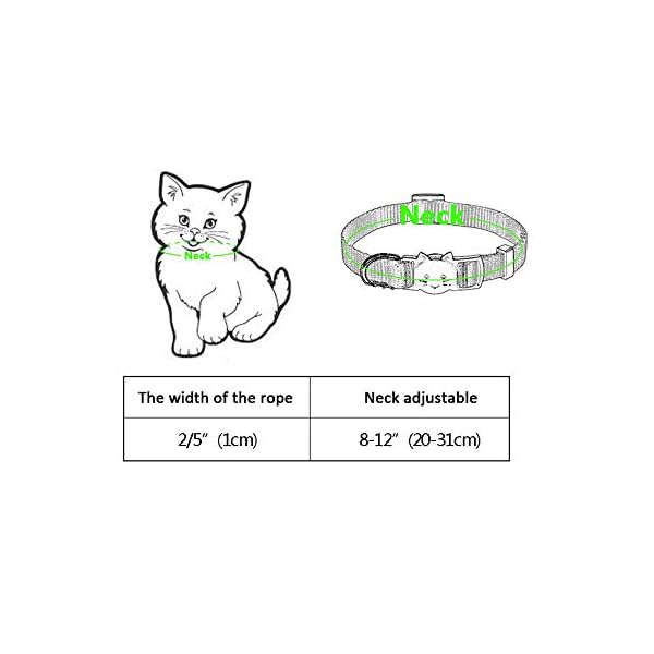 Cat collar,personalized embroidered nylon cat id collars with bell - custom text with pet name and phone number … - image 8