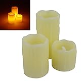 LED candle Arti Casa Echtwachskerzen 3er Set Kerzen LED Kerze mit Flackerlicht Wachskerzen