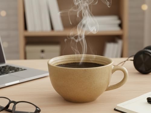 Image of Bodhi House Ceramic Soup and Coffee Wide Large Mug with Handle - Set of 1, 350 Ml Glossy Finish | Microwave Safe | for Maggi, Cappuccino, Latte, Green Tea - Wood Brown