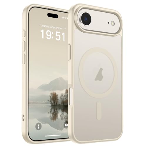 Image of SUPFINE Magnetic for iPhone Air Case (Compatible with MagSafe)(Military Grade Drop Protection) Slim Translucent Matte Shockproof with Anti-Fingerprint Phone Cover for 17 Air,Antique White