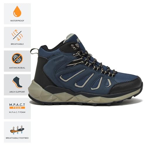 Image of HI-TEC Valley Geo Mid Waterproof Hiking Boots for Men, Lightweight Breathable Outdoor Trekking and Trail Sneakers