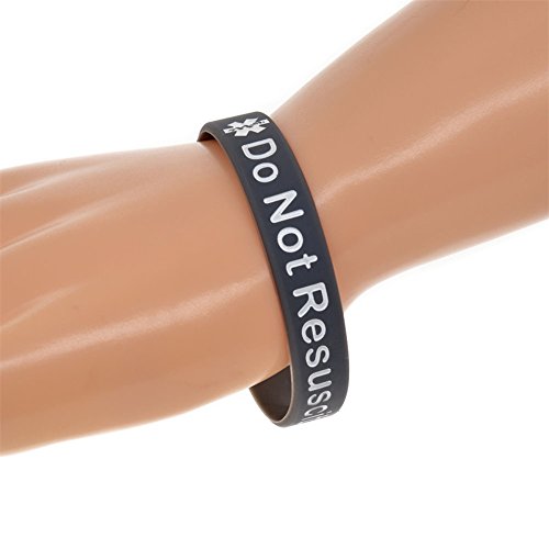 Lifashion Lf Red Silicone Rubber Chain Medical Dnr Bracelet Health Alert Monitoring Systems Emergency Cuff Wrap Wristband For Men Women Kids,Do Not Resuscitate #TOP1