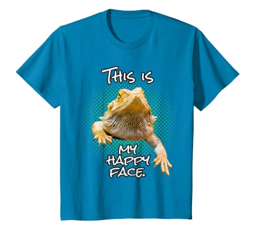 This is My Happy Face Bearded Dragon Funny Reptile T-Shirt, Youth, Sapphire Blue, 2T