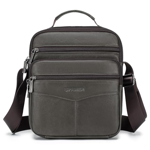 SPAHER Borsello Uomo Tracolla Pelle Grande Borsa Tracolla Uomo Elegante