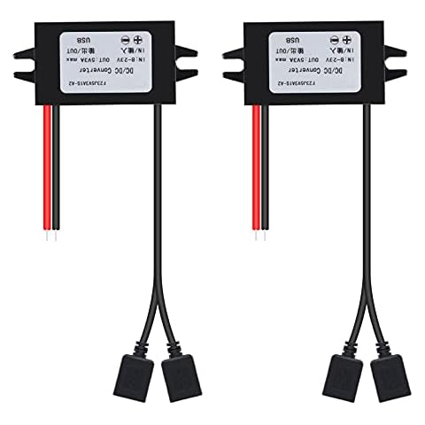 AITRIP 2 PCS Double USB Car Converter Module 12V to 5V 3A 15W Power Adapter DC to DC Reduced Voltage Regulator Car Power Converter Output Power Adapter Cover