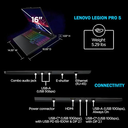Image of Lenovo Legion Pro 5 16 inch Gaming Laptop GeForce RTX 5060 AMD Ryzen 7 8745HX