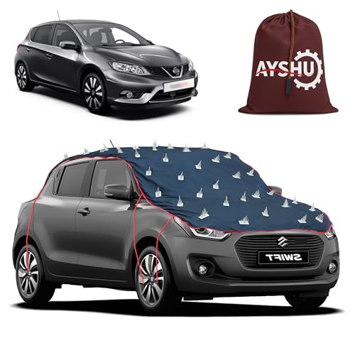 Image of AYSHU Water-Resistant Spike Car Cover for Nissan Pulsar - Protects from Dogs, Monkeys, Dust, Sunlight & UV - Full Roof Universal Fit