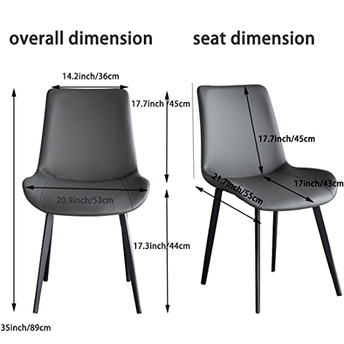 Seonyou Dining Chairs Set Of 4 Dark Grey Faux Leather For Kitchen Dining Room, Comfortable Mid Century Modern Chair With Metal Leg, Upholstered Big Side Chair For Living Room, Farmhouse #TOP7