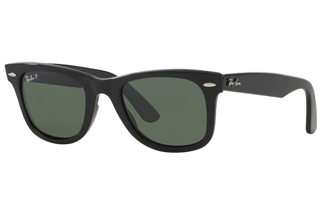 Ray-Ban RB2140 Wayfarer Unisex Square Polarized Sunglasses Black Frame Crystal Green Polarized Lens 901 58 54mm