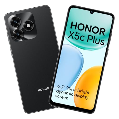 HONOR X5c Plus Telefonos Moviles 4G, Smartphone 4GB 128GB, 6.74 Pulgadas Pantalla Dinámica Brillante de 90Hz, Cámara Dual Ultra Clara de 50MP, Batería de 5130mAh, Android 15, Medianoche Negro