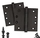 Solid Brass Architectural Door Hinges – 2 Vintage Decorative Cap Mortise Hinges, Ball Bearings, and