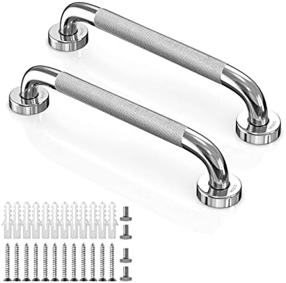 LZPTYYSN 2 Pack 12 Inch Grab Bars for Elderly for Wall, Anti-Slip Handicapped Grab Bars, Stainless Steel Bathroom Grab Bar
