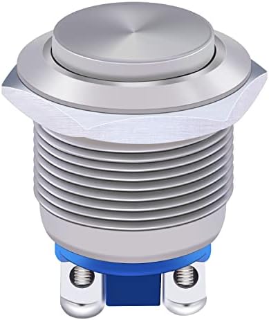 Twidec/19mm Waterproof Stainless Steel Metal Shell Momentary Raised Top Push Button Switch 3A/12~250V SPST 1NO Start Button for car Modification Switch（Quality Assurance for 1 Years） M-19-T-G