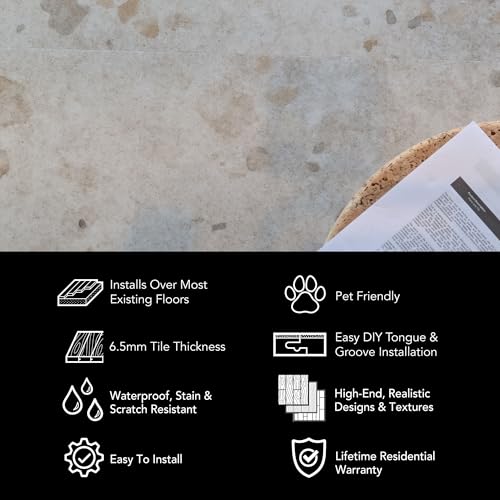 Image of Allure Luxury Vinyl Tile Flooring, 22 Mil Wear Layer, Colada Concrete Terrazzo 12 inch x 24 inch, 6.5 mm Thick Vinyl Tiles with Click and Lock Installation, 1 Box 23.56 sqft
