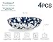 ONEMORE Ceramic Pasta Bowls Set of 4, 36 oz Salad Bowls, Large Kitchen Shallow Bowls Set-Vintage Blue Floral Pattern, Oven Microwave Dishwasher Safe, Scratch Resistant