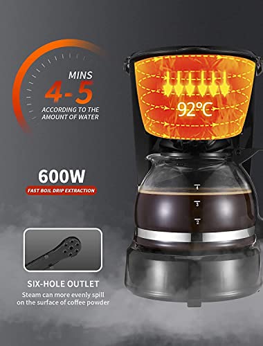 Image of Gevi 4 Cups Small Coffee Maker, Compact Coffee Machine with Reusable Filter, Warming Plate and Coffee Pot for Home and Office