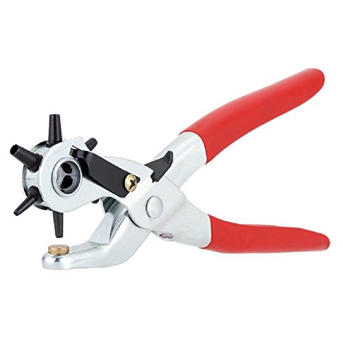 Katzco Heavy Duty Leather Hole Punch Tool – Revolving for Quick Size Adjustment Plier – 6 Sizes Puncher