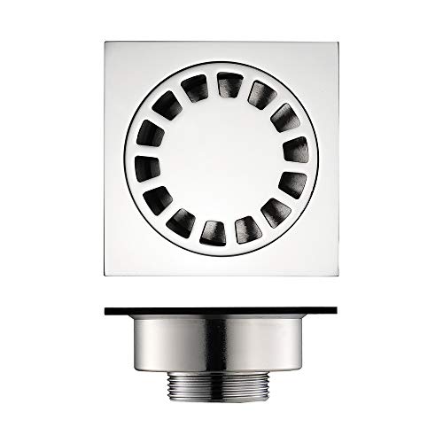 YmrWPF Bathroom Plating Copper Straight Row Large Flow Insect Proof Anti-backwater Floor Drain 100x100mm