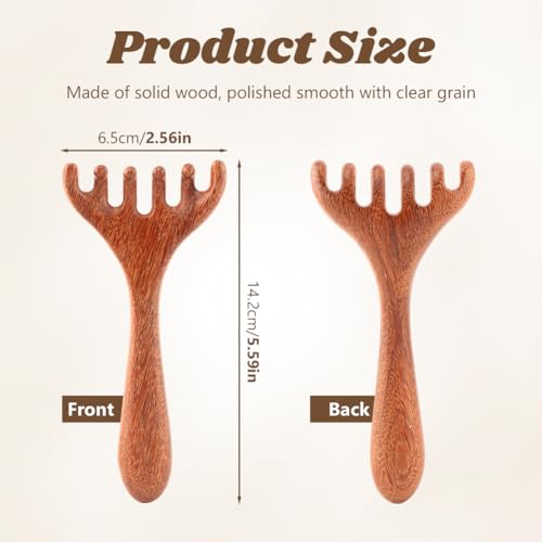 Peine masajeador de cuero cabelludo de madera, pack de 2 miniatura 3
