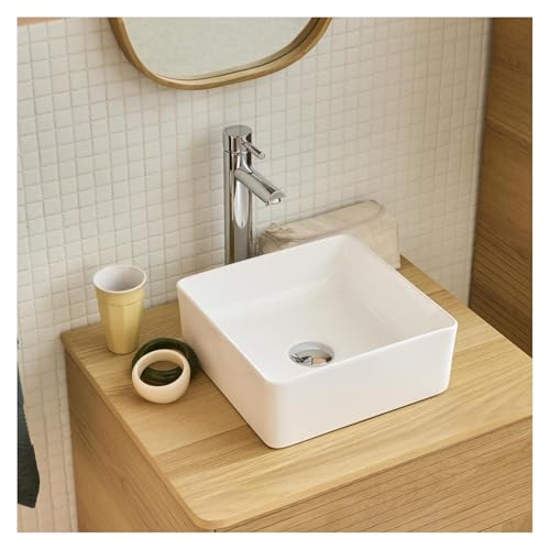 MOB-IN Vasque à Poser carrée en céramique Blanche 30cm