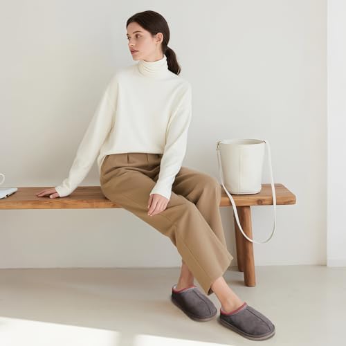 Image of Women's Slippers Fuzzy Cozy Short Ankle Shoes Indoor and Outdoor Mules Furry Warm House Slippers for Woman Cute Fluffy Clogs
