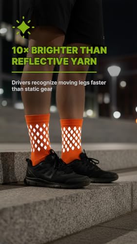 Image of ReflecToes Reflective Socks for cycling and running - 330 Candle Power High Visibility Night Safety Gear - Biomotion Support