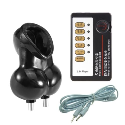 Elektro Shock Hodensack Bondage Penisring, Penisring Sexspielzeug, Elektrostimulation Cock Hodenring Fetisch Sexspielzeug für Männer (Schwarz, Mit Strombox)