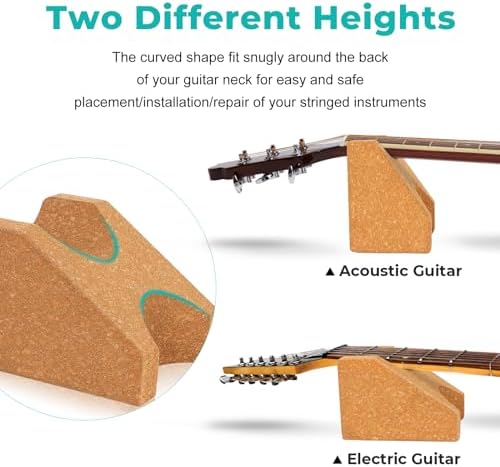 Actomall Cork Guitar Neck Rest, Guitar Neck Cradle Support Pillow, Guitar Accessories for Repair, Maintenance, Cleaning, String Instrument Luthier Tool, 100% Natural Cork.