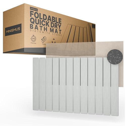 Minismus Oprolbare badmat, diatomietoneel 60 x 40 cm, sneldrogend, douchemat, kiezelgoer (lichtgrijs)