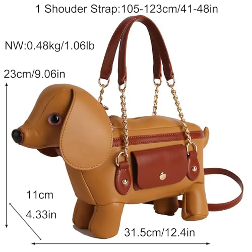 Image of Women PU Leather Unique Novelty Dog Shaped Crossbody Shoulder Bag Handbag Purse