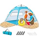 Purebox Strandmuschel, Strandzelt für 2 4 Personen, tragbares automatisches Strandzelt, UV50+ Schutz mit Doppeltüren, Strandmuscheln Geeignet für Familien Strandcamping, Gartengrill, Wanderzelt