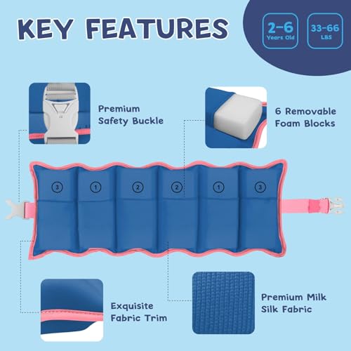 Toddler Swim Belt for Kids 2-6 Years Boys Girls Swim Trainer 33-66 lbs Adjustable Back Float Belt Water Safety Training Floaties for Pool Beach — view 2