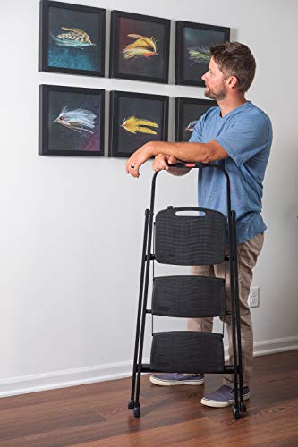 Rubbermaid 3-Step Steel Ladder, Folding Step Stool with Hand Grip and Non-Slip Feet, Black, Tested to ANSI US Safety Standards, No Assembly Required - Image 13