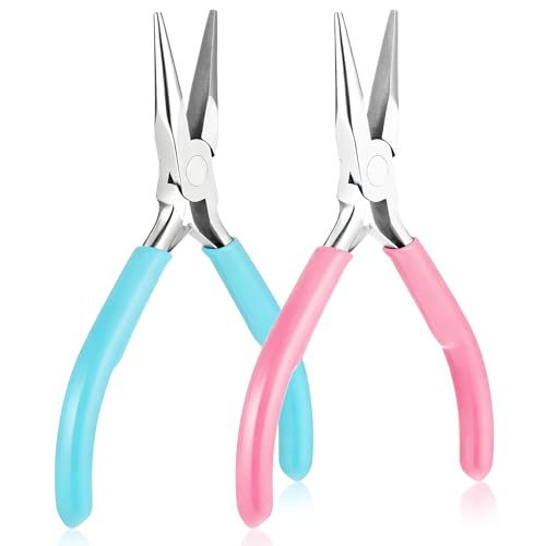 2 Stück Schmuckzangen, Spitzzange Klein Flachzange Kleine Zange Schmuck Reparatur Set Lange Spitzzange Schmuckzange Bastelwerkzeuge für Perlen Schmuck Halskette Reparatur