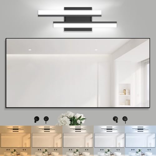 Image of Bathroom Light Fixtures: 18-Inch Modern Bathroom Vanity Light ETL Certificated 5CCT Optional Wall Lights Over Mirror 20W, LED Vanity Light Bar 0-100% Dimmable - Wall Light Fixtures, 1 Pack