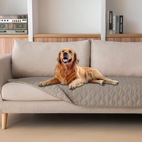Image of gogobunny 3X Stronger Waterproof Pet Blanket, Scratch Proof Furniture Protector for Dogs Cats, Reversible Cover 30x70 Inch, Dark Stone