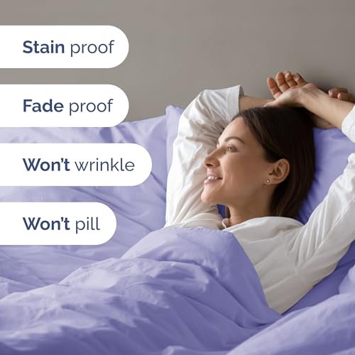 Image of Duvet Cover King Size Set - Extra Soft King Duvet Cover 104 inch x 90 inch with 2 Pillow Shams for Women, Men, Kids & Teens - Hotel Luxury, Easy-Care w / Zipper Closures & Ties - Comfy & Breathable (Lavender)
