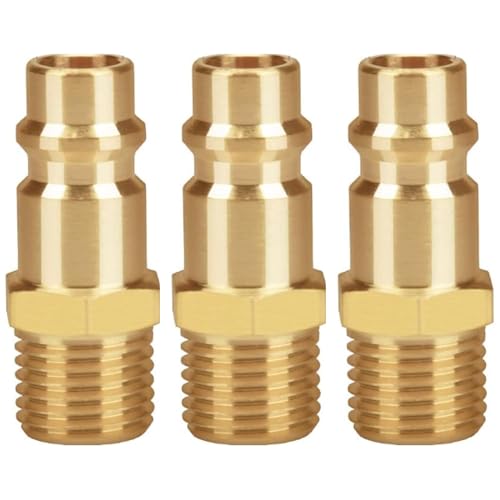 3Pcs Druckluftanschluss Druckluftkupplung Euro mit Außengewinde 1/4" Messing AG 1/4 Zoll Kupplungsstecker Kupplungsdose Schlauchstecker Ventilsteckdose Gewindestecker