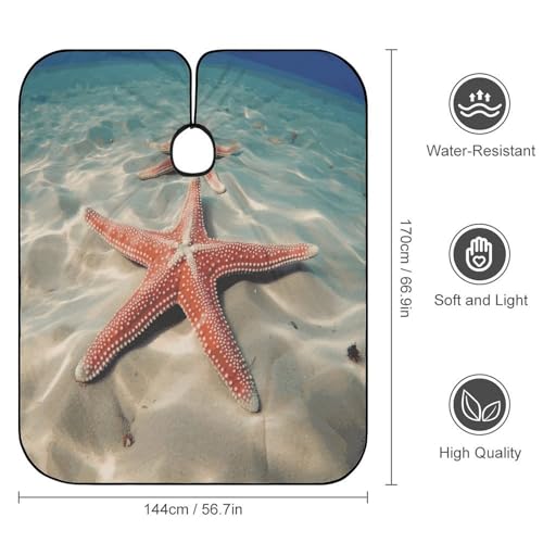 Capa para corte de cabello Ocean Starfish unisex 170x144 cm miniatura 2